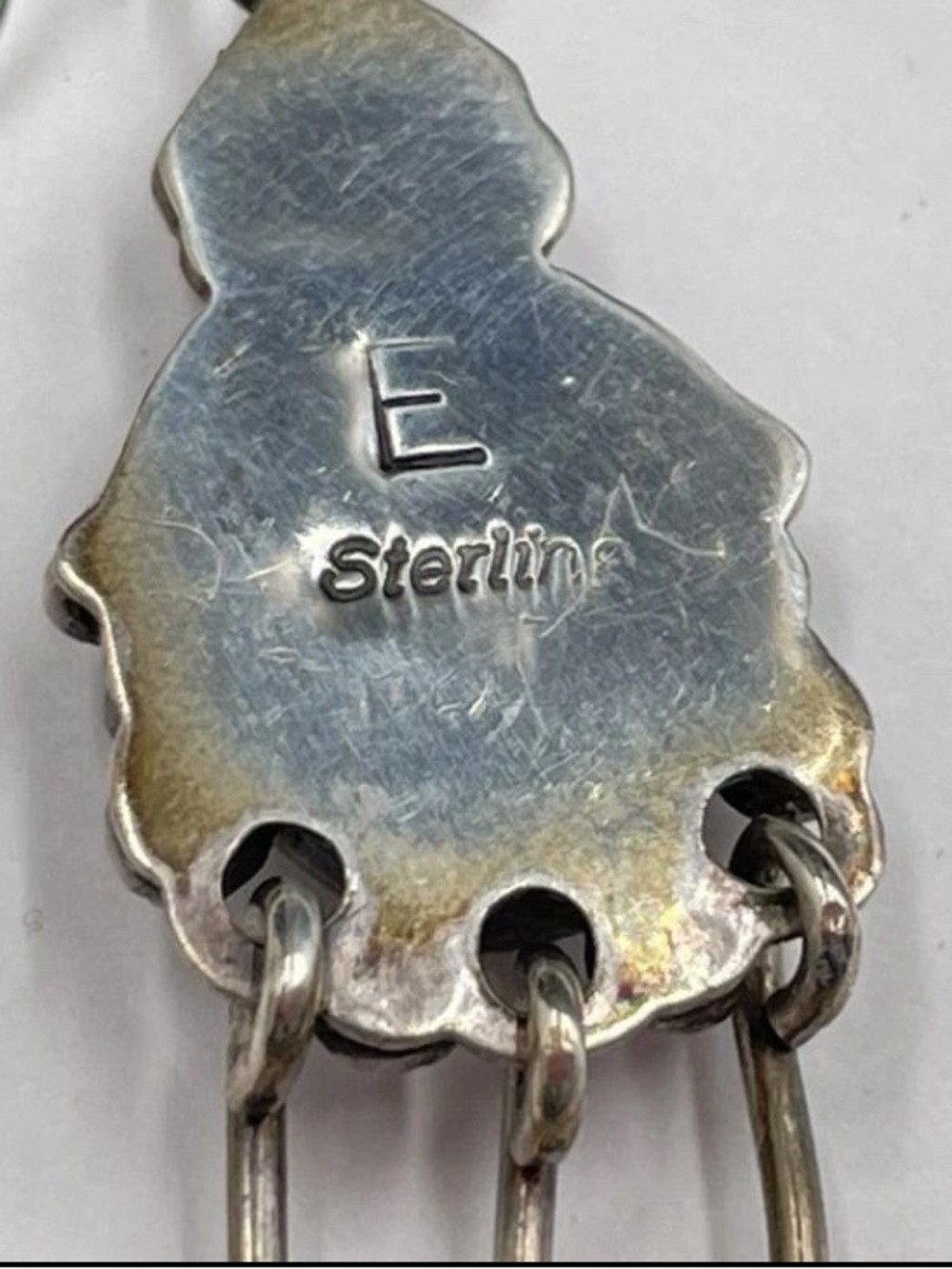 Vintage Navajo Sterling Silver Dangle Earrings Pink Stone Signed E 6.8g - Picture 7 of 9